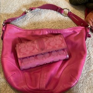 Coach pink purse and wallet